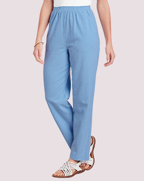 Bottom-half of model wearing blue PANTS