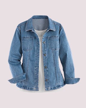 laydown of denim jacket