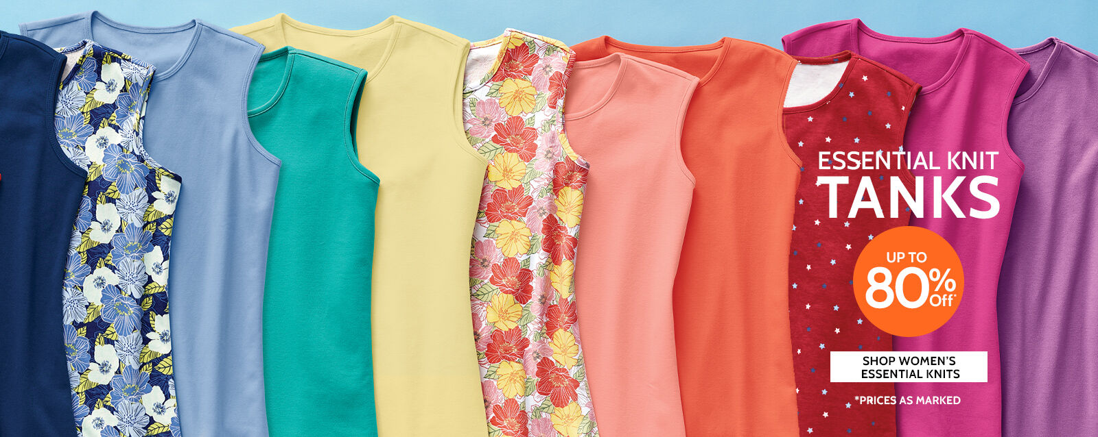 essential knit tanks up to 80% off* shop women's essential knits *prices as marked