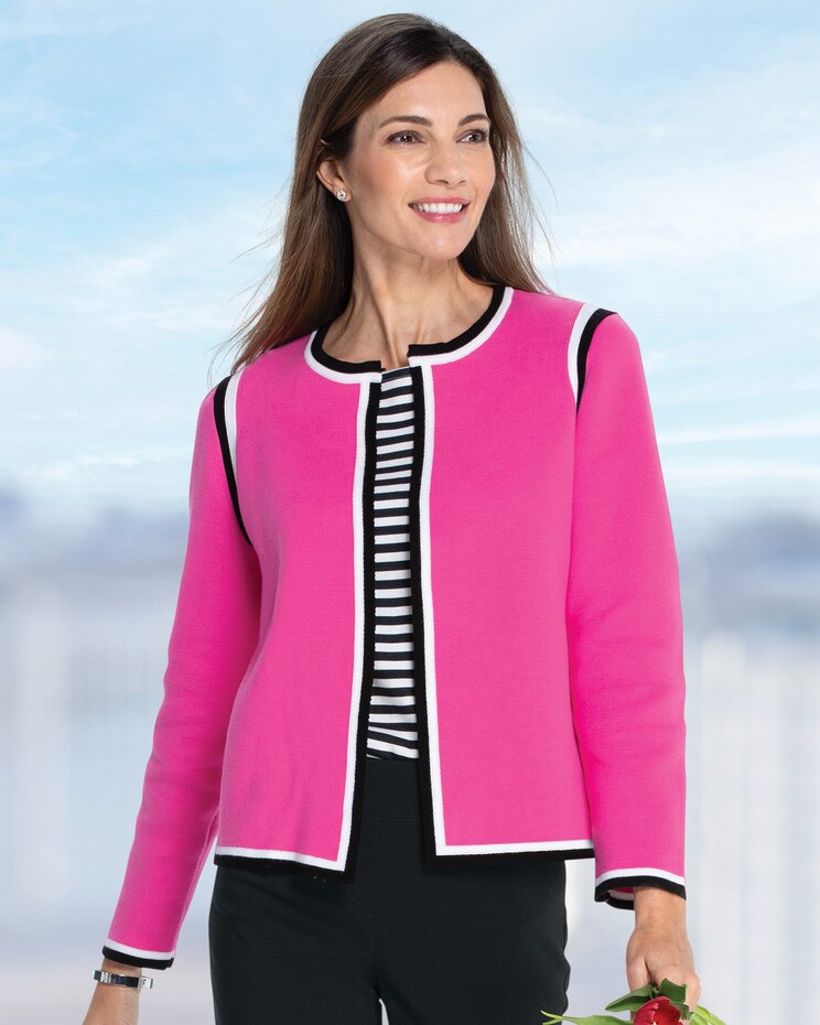 Camille Tipped Cotton Cardigan image number 1