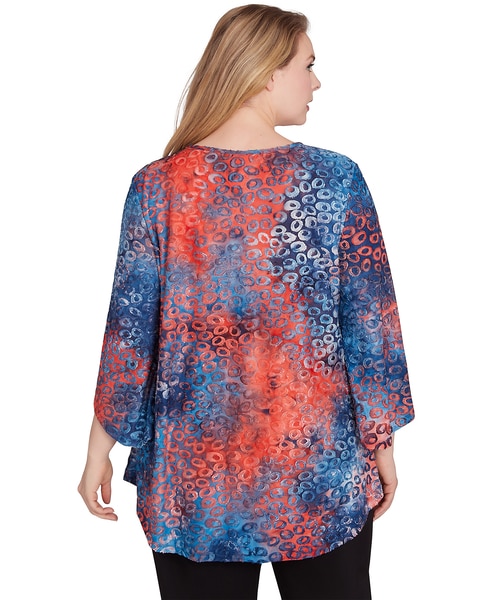 Ruby Rd® Tapestry Traveler Knit Tiedyed Spot Top
