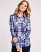 Knit Flannel Button Front Shirt thumbnail number 1