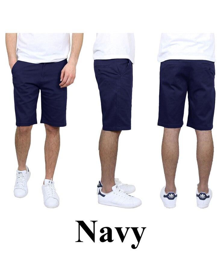 Men's 5-Pocket Flat-Front Slim-Fit Stretch Chino Shorts image number 1