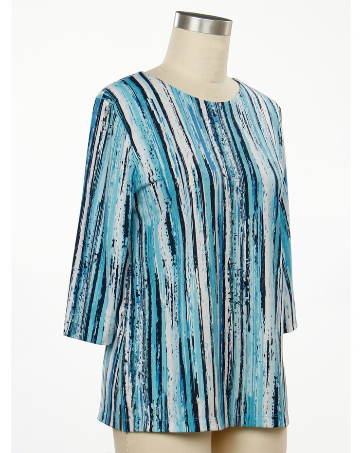 Links Open Minded 3/4 Sleeve Printed Stripe Top image number 1