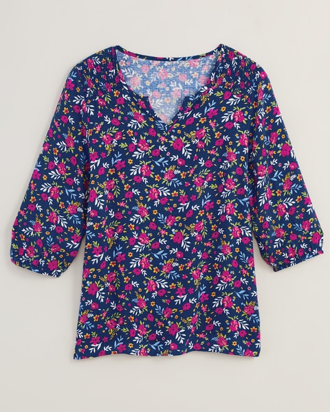 Print Smocked Shoulder Blouse