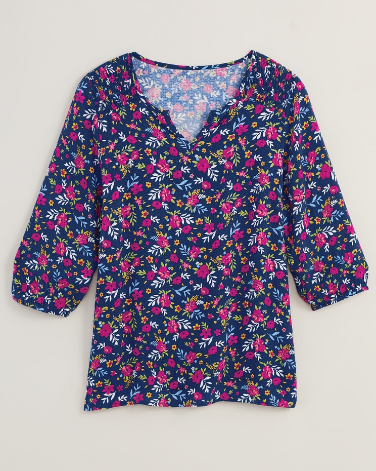 Print Smocked Shoulder Blouse | Blair