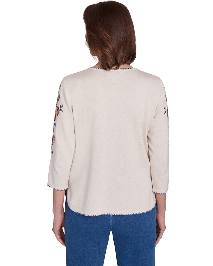 Alfred Dunner® Harvest Moon Paisley Floral Top with Detachable Necklace image number 3