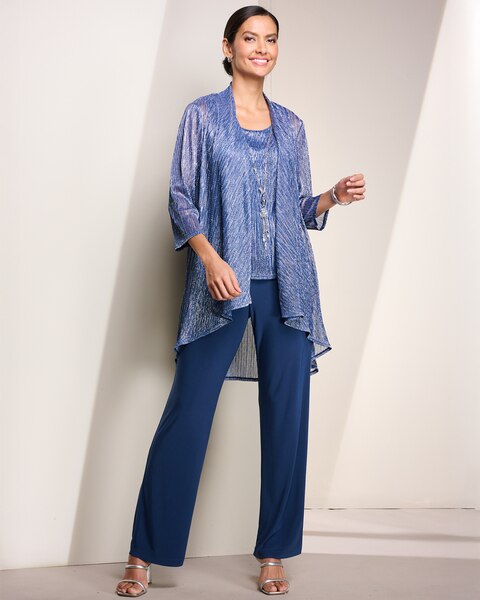 Shimmer Crinkle 3-Piece Pant Set