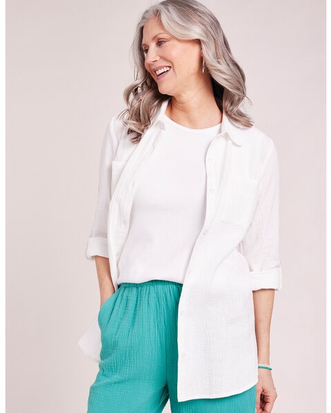 Gauze Button-Up Big Shirt