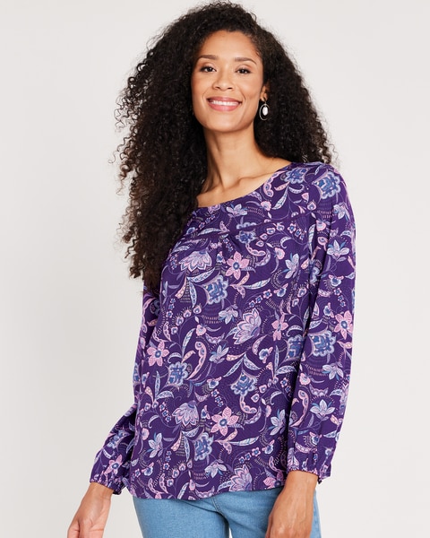 Crochet Trim Floral Top
