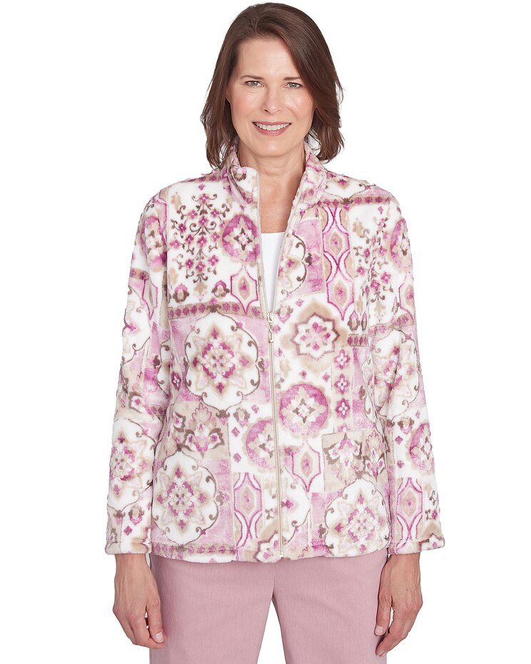 Alfred Dunner® Telluride Fuzzy Medallion Print Jacket image number 1