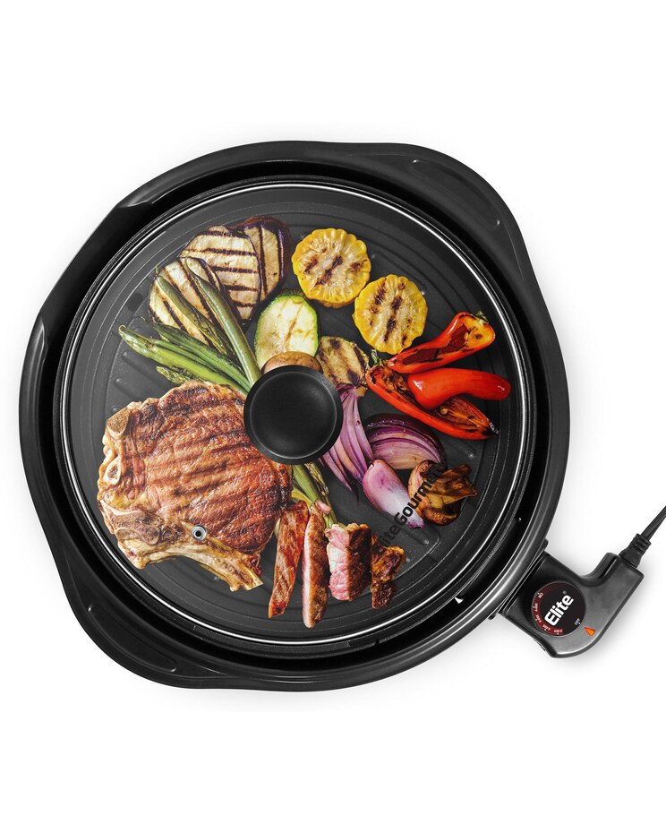 Elite - 11" Nonstick Electric Indoor Grill with Glass Lid image number 1