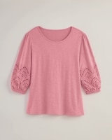 Eyelet Textured Slub Knit Top thumbnail number 1