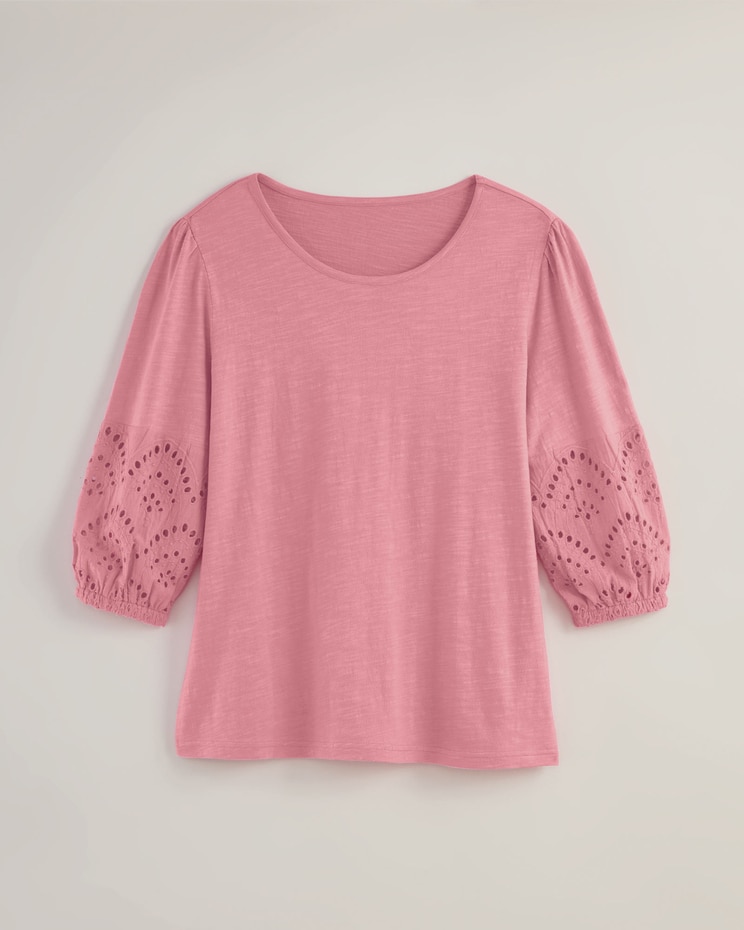 Eyelet Textured Slub Knit Top image number 1