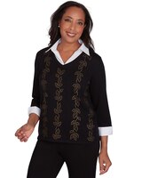 Alfred Dunner® Rue Rivoli Beaded Embroidered Cozy Two in One Top thumbnail number 3