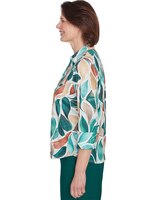 Alfred Dunner® Emerald Isle Abstract Leaf Top with Bell Sleeves thumbnail number 4