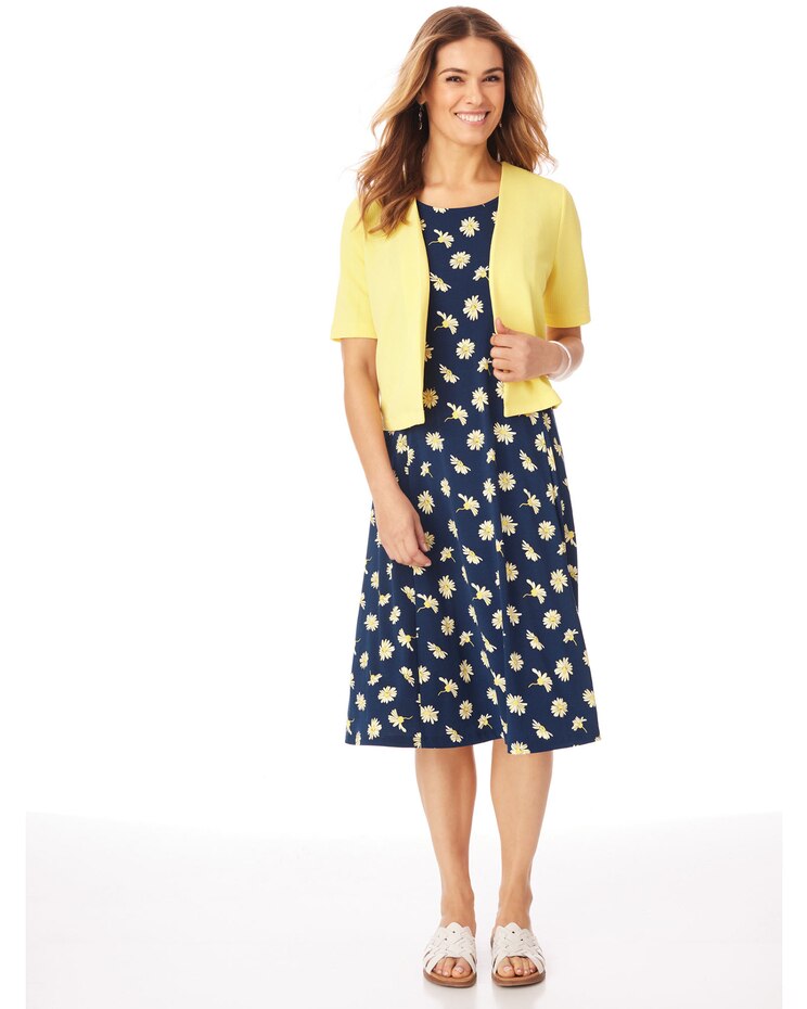 Short-Sleeve 2-Piece Novelty Jacket Dress | Blair