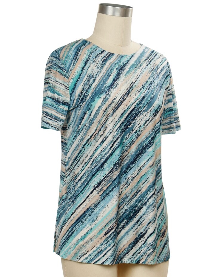 Southern Lady Short Sleeve Brittany Stripe Print Top image number 1