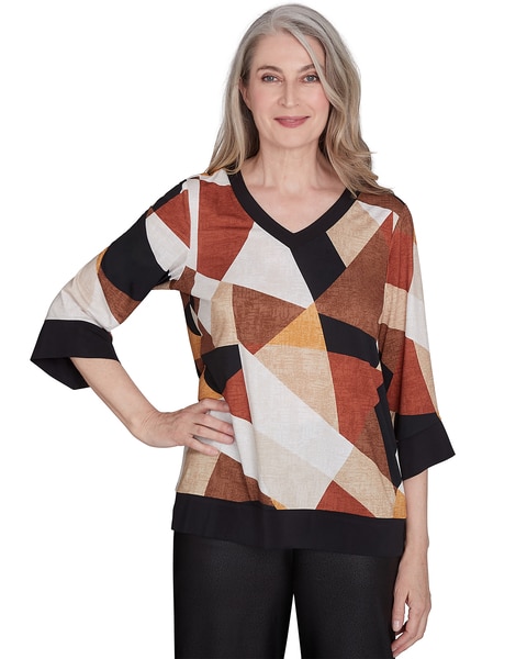 Alfred Dunner® Rue Rivoli V-Neck Patchwork Sweater