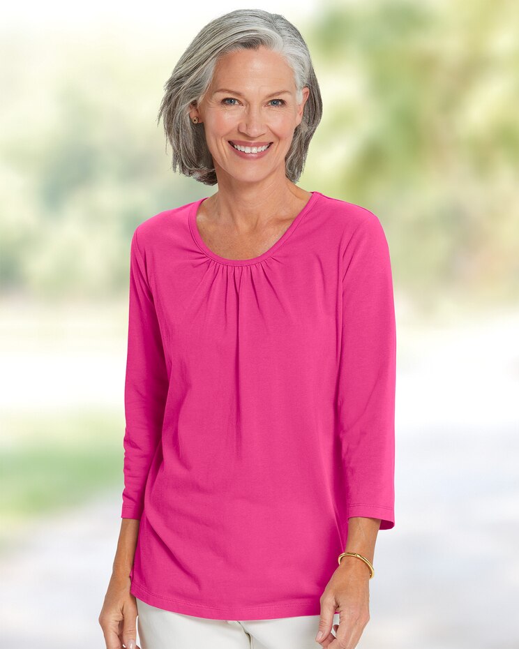 Prima™ Cotton Shirred Scoopneck Tee image number 1