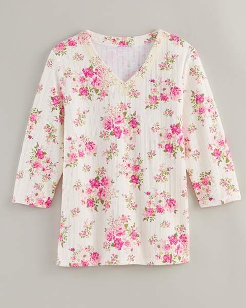 Lace Trim Pointelle Top