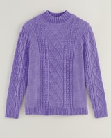 Chenille Mock Neck Cable Sweater thumbnail number 3