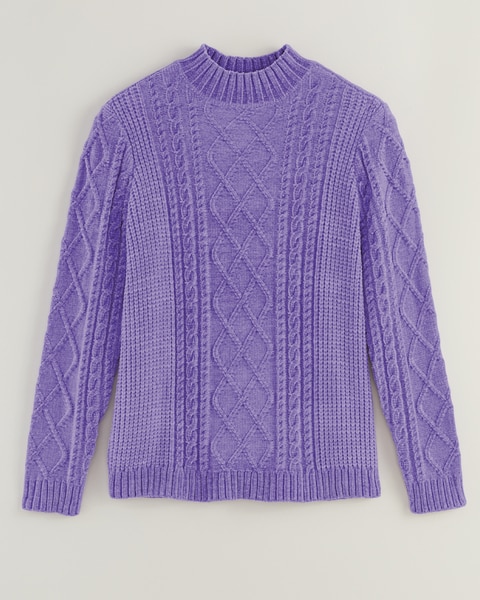 Chenille Mock Neck Cable Sweater