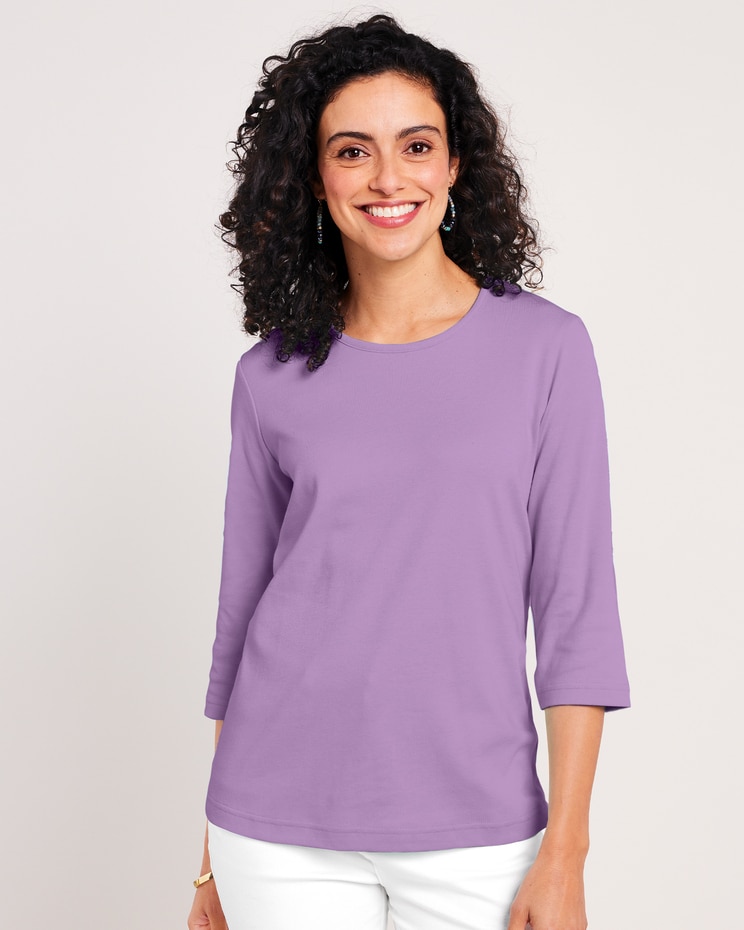 Essential Knit Three-Quarter Sleeve Tee image number 1
