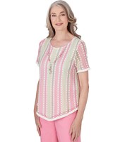 Alfred Dunner® Miami Beach Vertical Striped Top with Necklace thumbnail number 3