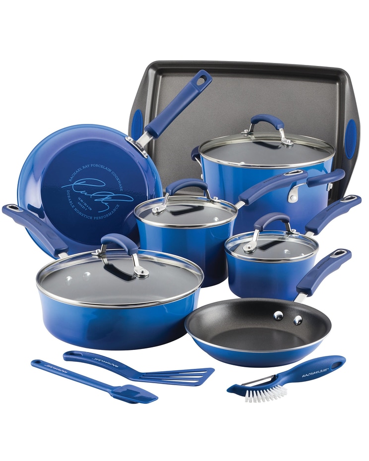 Rachel Ray 14pc Classic Brights Nonstick Cookware Set image number 1