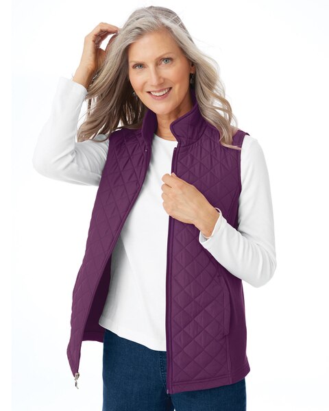 Diamond Quilted Zip-Front Vest