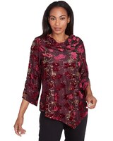 Ruby Rd® Berry Glam Knit Floral Velvet Top thumbnail number 1