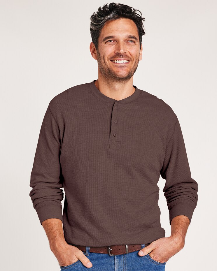 John Blair Waffle-Knit Henley image number 1