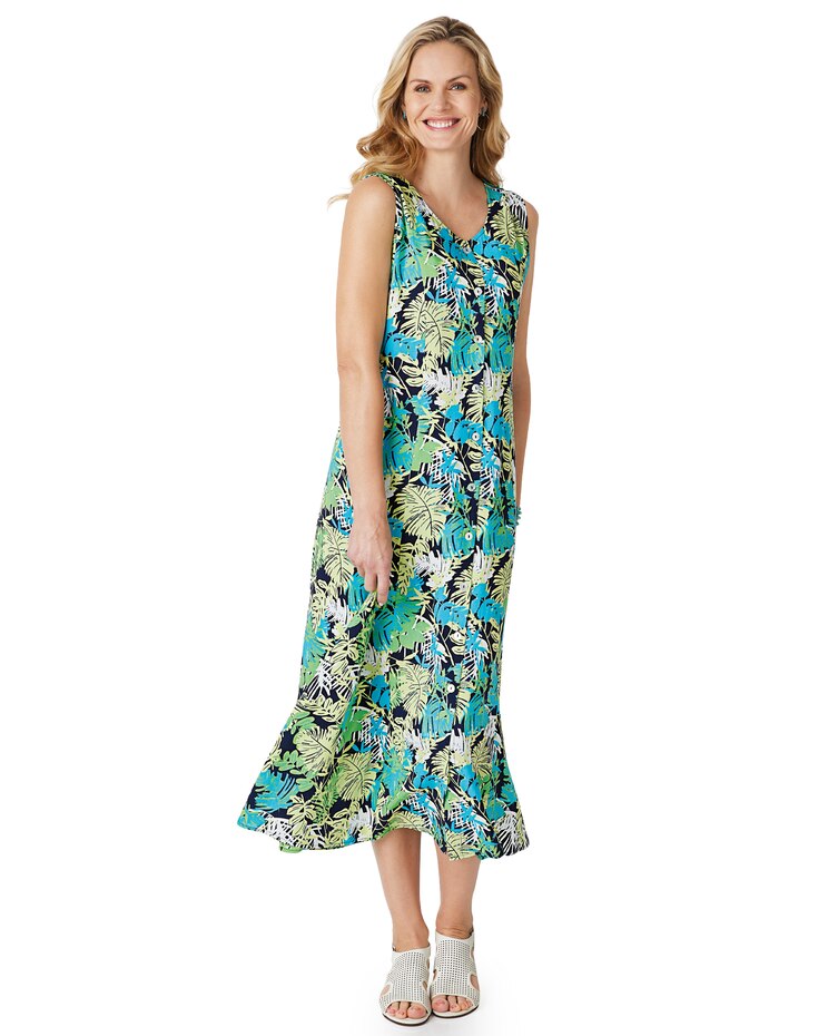 Haband Women's Button-Front Long Challis Dress image number 1