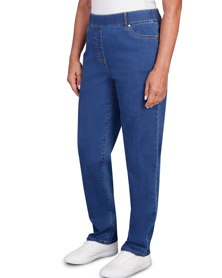 Alfred Dunner® In Full Bloom Dark Wash Denim Short Length Pant image number 3