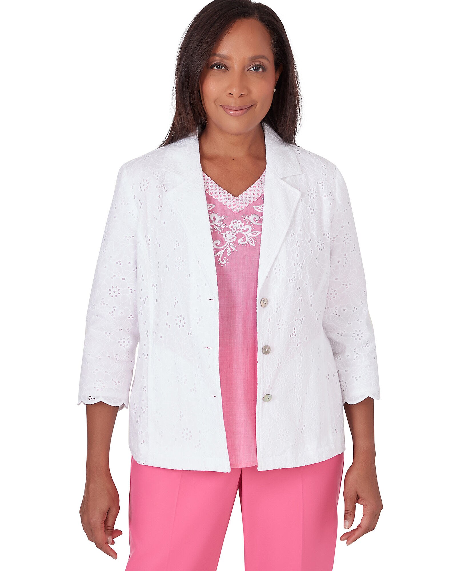 Eyelet blazer top