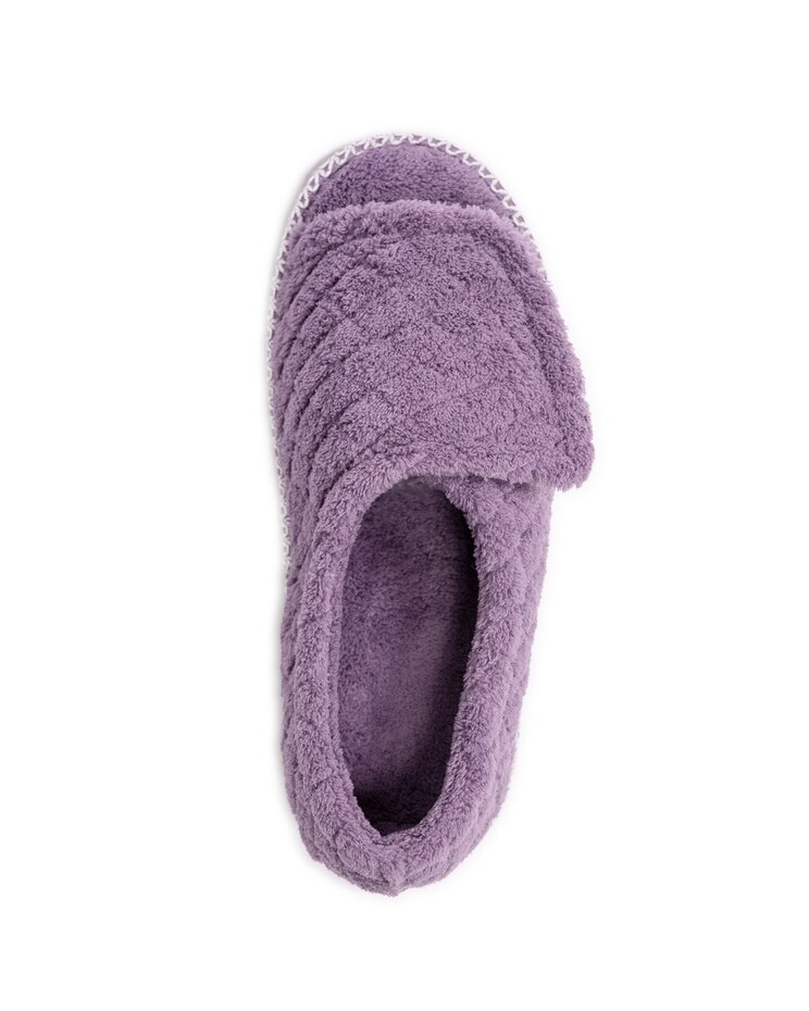 MUK LUKS® Women's Marylou Micro Chenille Quilt Velcro Slide Slippers image number 7