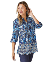 Haband Women's Cotton Embroidered Eyelet Tunic with Pintucks thumbnail number 2