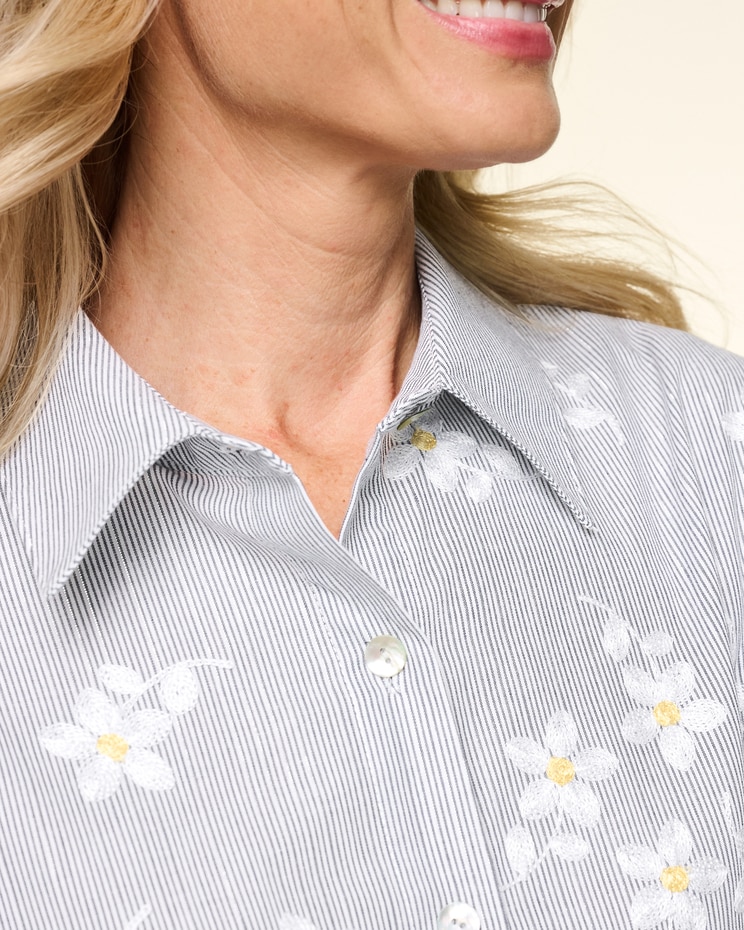 Embroidered Lurex Stripe Shirt by Alfred Dunner image number 3
