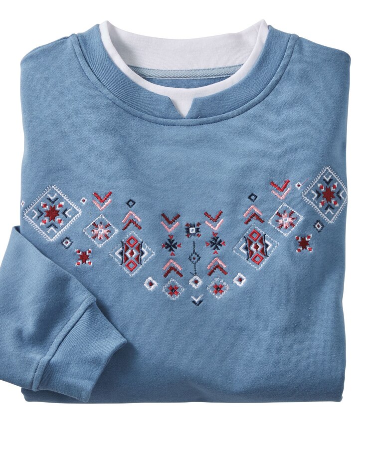 Haband Women’s Embroidered Fleece Sweatshirt image number 1