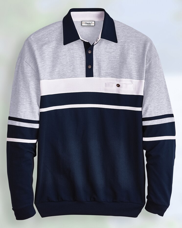 Palmland® Long-Sleeve Horizontal Stripe Polo image number 1