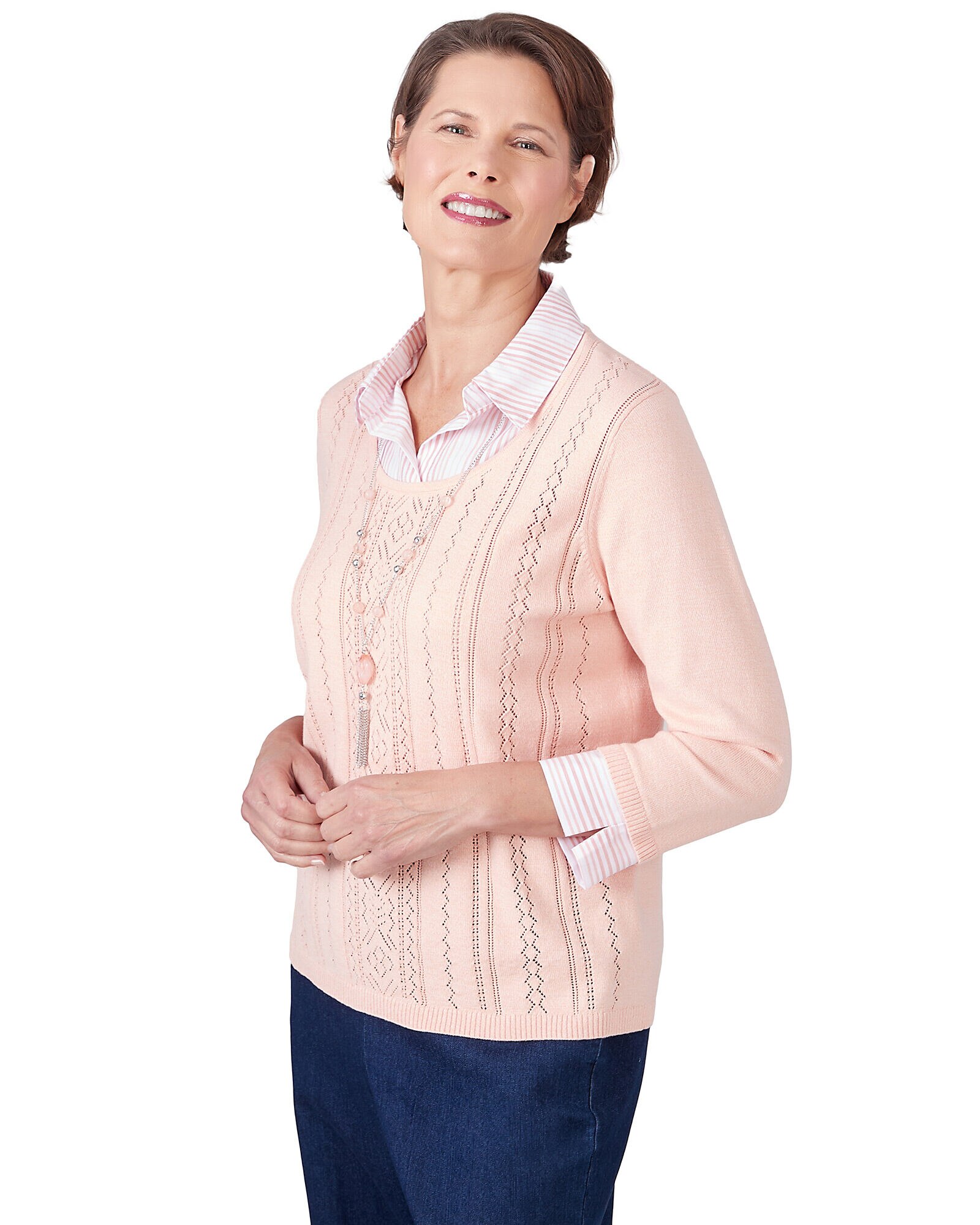 Layered sweater deals with collar