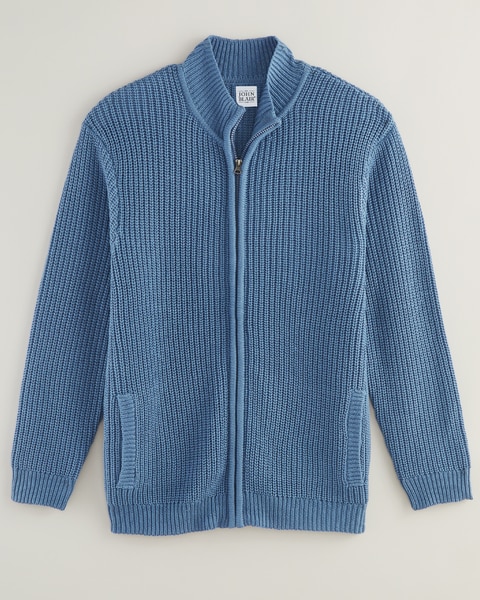 John Blair® Shaker Stitch Zip-Front Cardigan