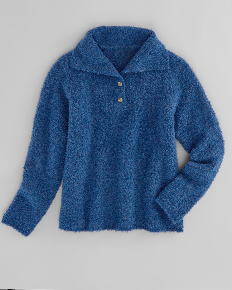 Luxe Bouclé Convertible-Collar Henley image number 7