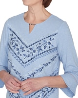 Alfred Dunner® Scottsdale Floral Chevron Beaded Split Neck Top thumbnail number 5