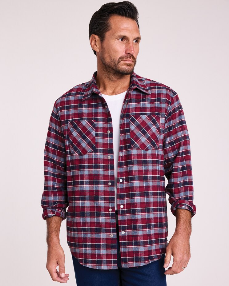 Haband Men’s Casual Joe® Snap-tastic™ Yarn Dyed Flannel Shirt image number 1