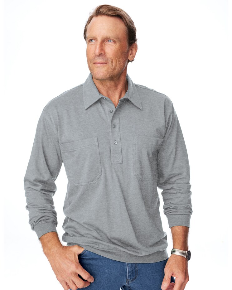 John Blair Long-Sleeve Banded-Bottom Polo image number 1