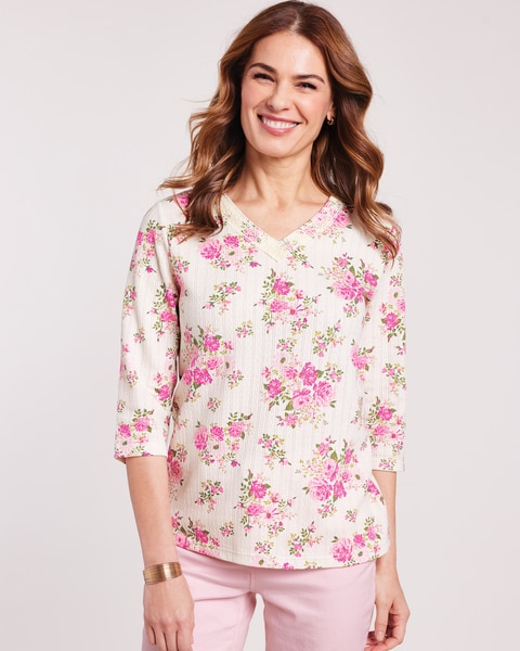Lace Trim Pointelle Top