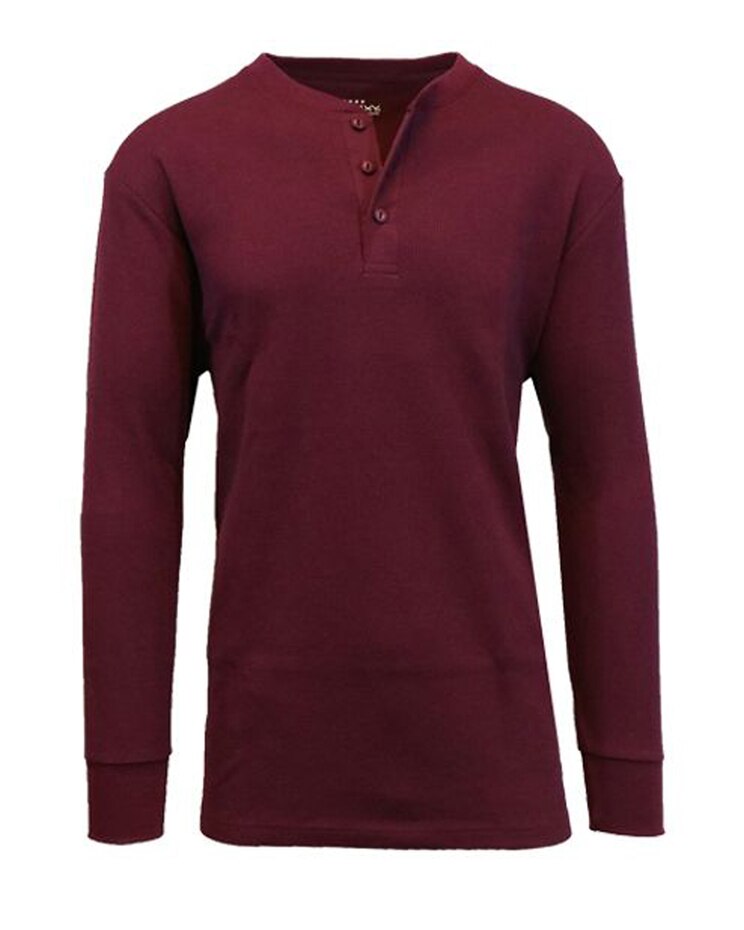 Galaxy By Harvic Waffle-Knit Thermal Henley image number 1
