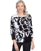 Alfred Dunner® World Traveler Drama Floral Jacquard Crew Neck Sweater thumbnail number 1